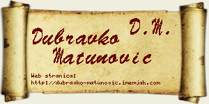 Dubravko Matunović vizit kartica